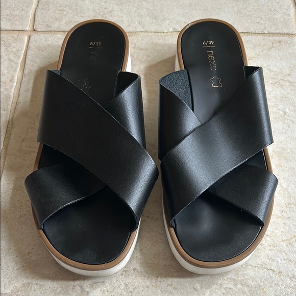 next Shoes - Next Black Cross-Strap Slide Sandals